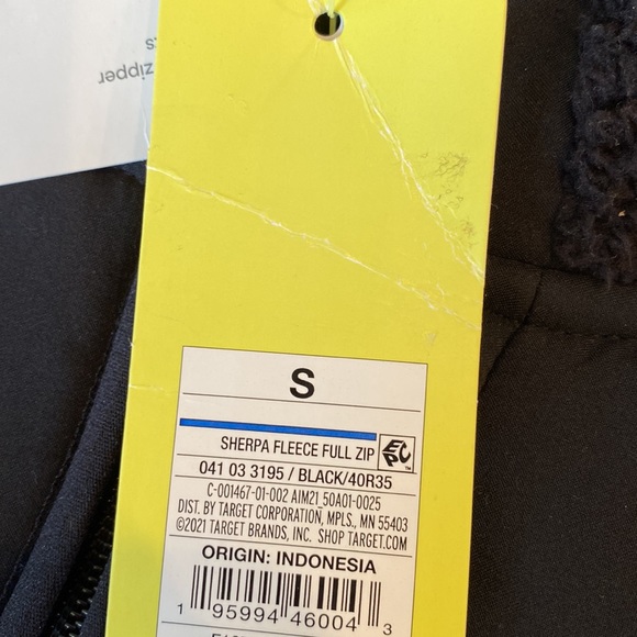 All in Motion Men’s Sherpa Fleece Full zip jacket sweatshirt size S black nwt - Picture 4 of 8